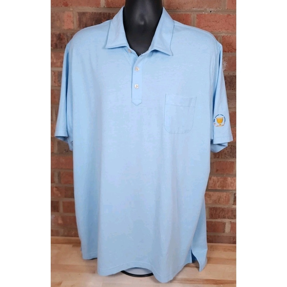 Peter Millar Quail Hollow Presidents Cup Member Pocket‎ Polo Shirt Blue 2XL